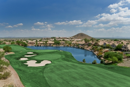 Aerial view of Foothills Golf Club on South Mountain in Phoenix, Arizona